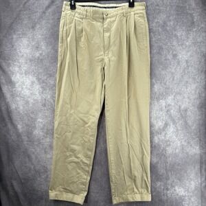 VTG Polo Ralph Lauren Pants Mens 36x36 Khaki Chino Pleated Preppy 90s